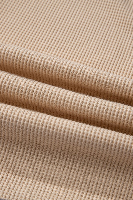 Plus Size Stripe Contrast Trim Waffle Knit Top