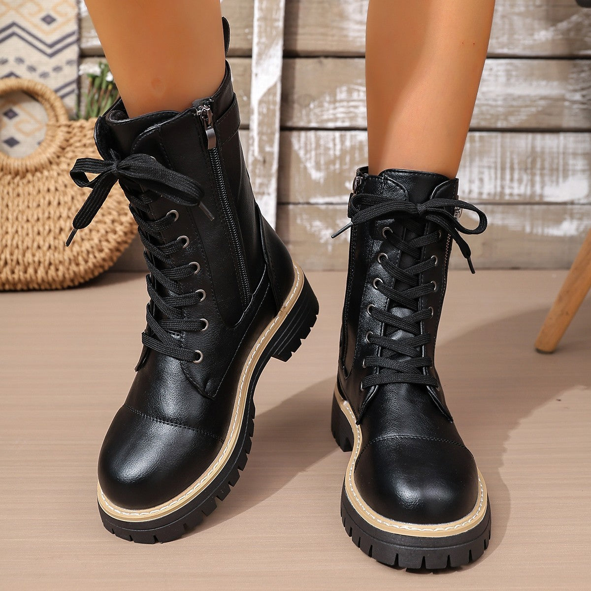 Solid Color Low Heel Mid Boots Women’s Mid Boots Stepique