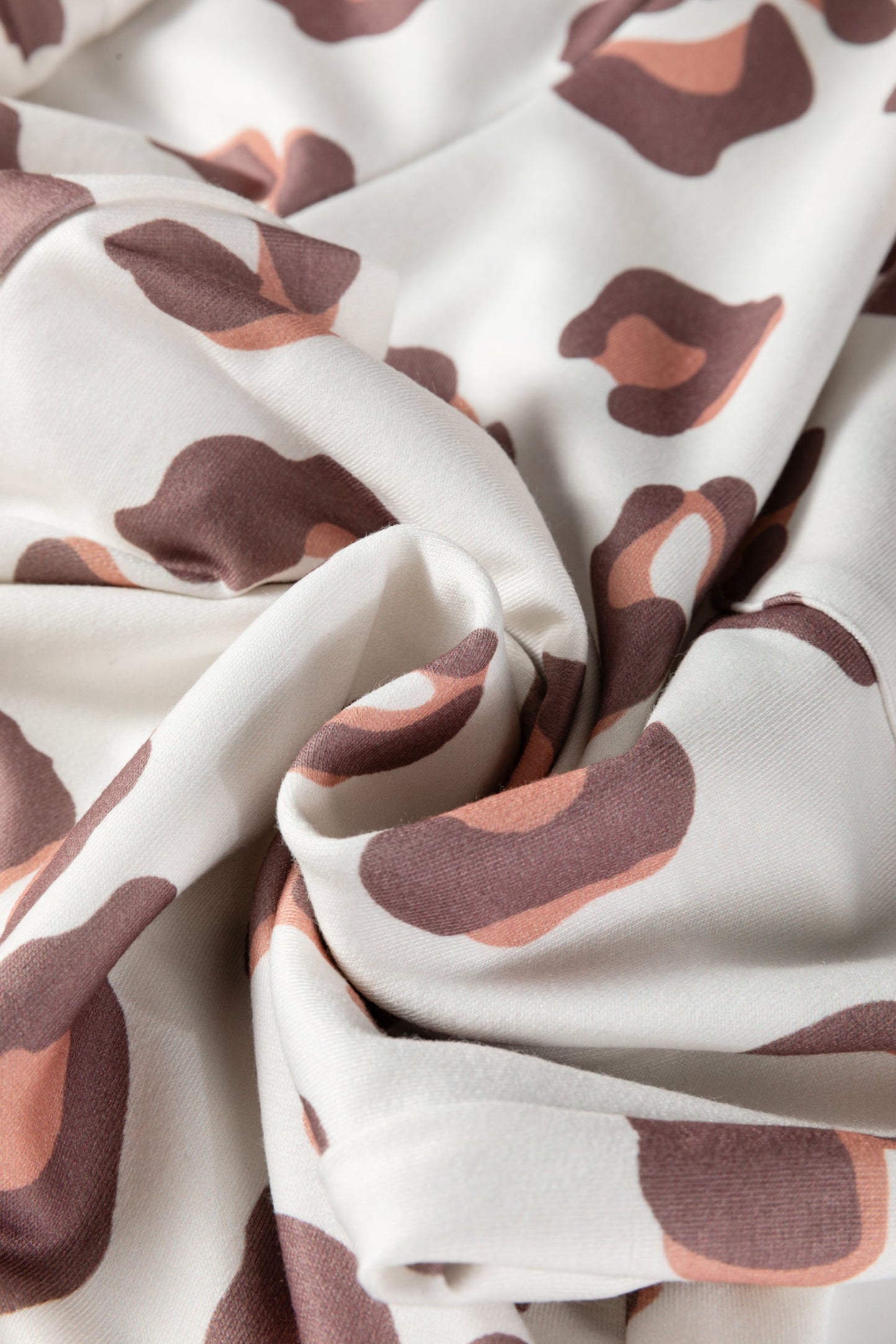 Beige Drawstring Leopard Print Loose Pants with Patch Pocket