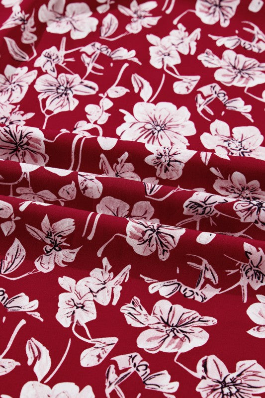 Plus Size Floral Balloon Sleeve Mini Dress