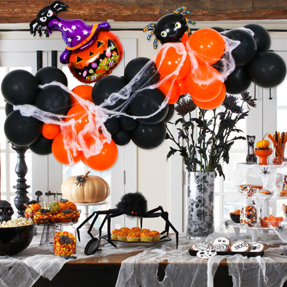 Halloween Pumpkin Theme Black Orange Balloon Chain Party Decoration Supplies