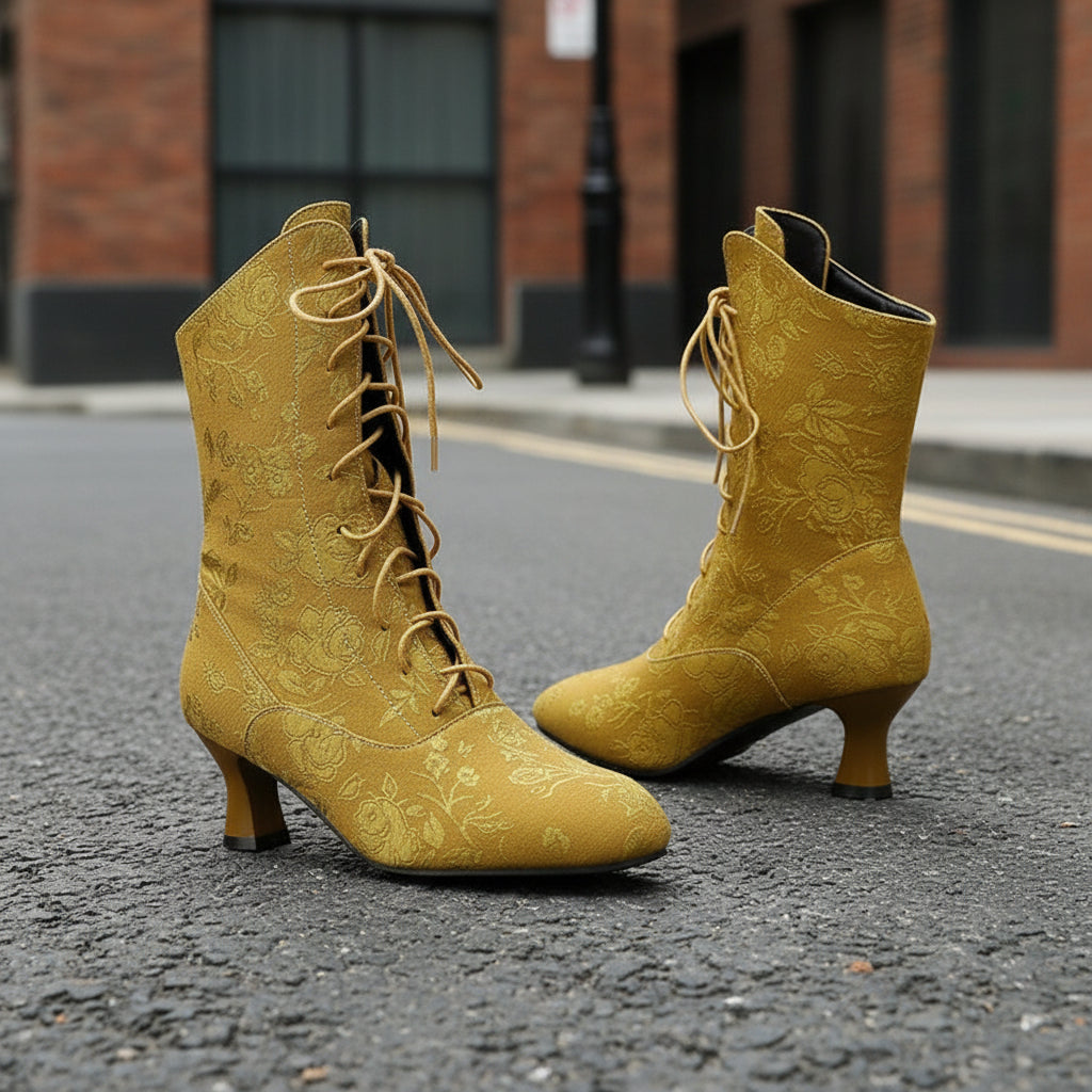 Women’s Pointed-Toe Kitten-Heel Boots High Heels Artificial PU