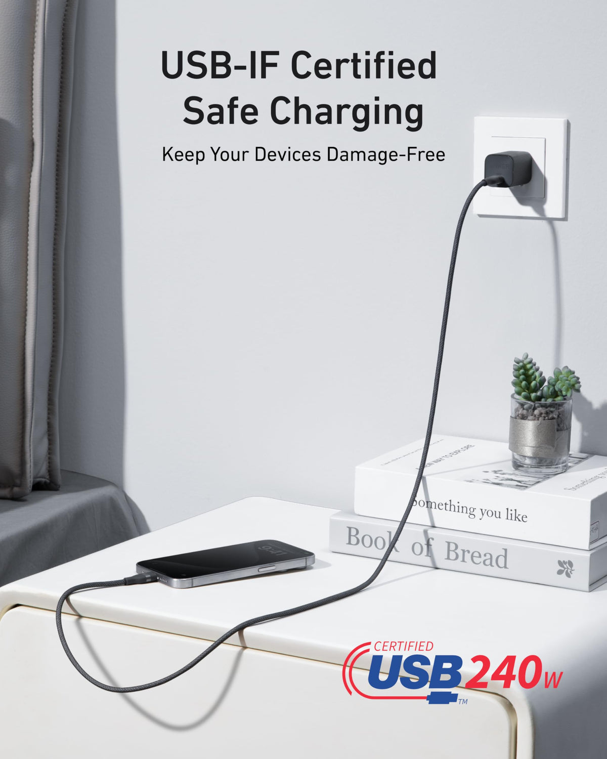 Anker 240W Upcycled-Braided USB-C to USB-C Cable (3 ft / 6 ft)