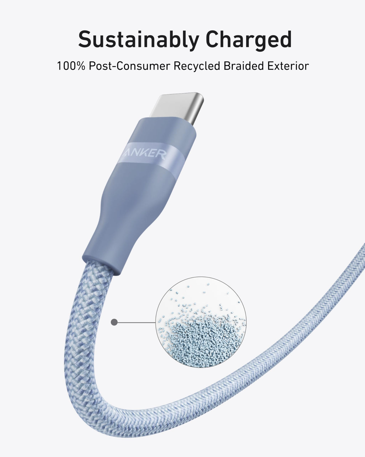 Anker 240W Upcycled-Braided USB-C to USB-C Cable (3 ft / 6 ft)