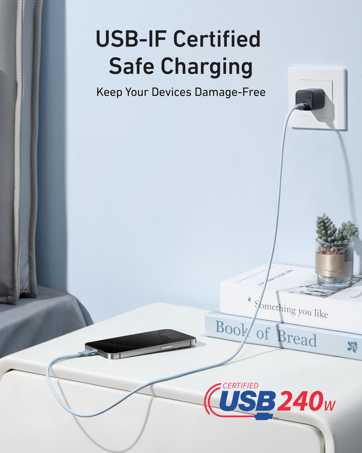 Anker 240W Upcycled-Braided USB-C to USB-C Cable (3 ft / 6 ft)