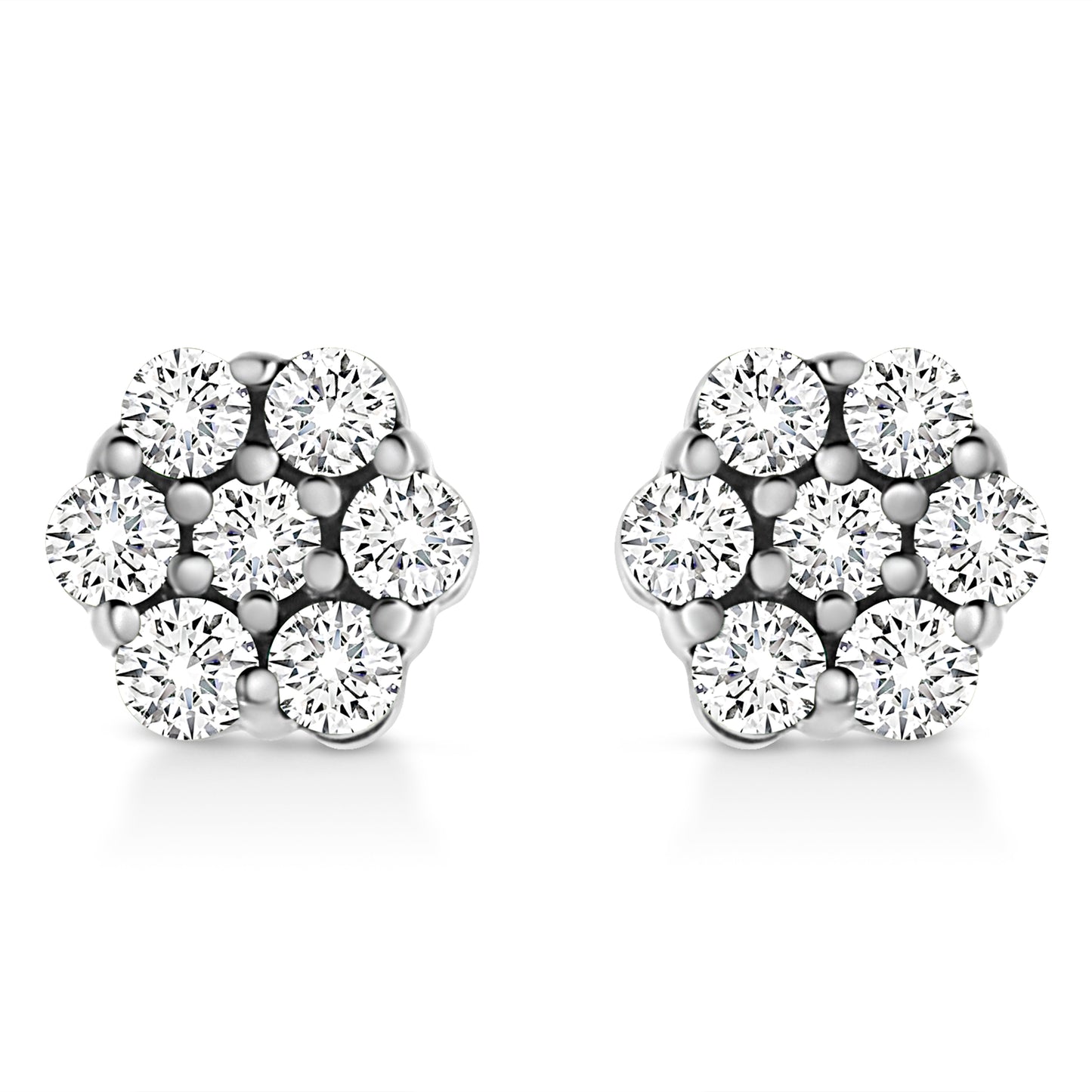 .925 Sterling Silver 1/4 Cttw Lab Grown Brilliant Round Cut Diamond Floral Cluster Stud Earrings (G-H Color, Vs2-Si1 Clarity)