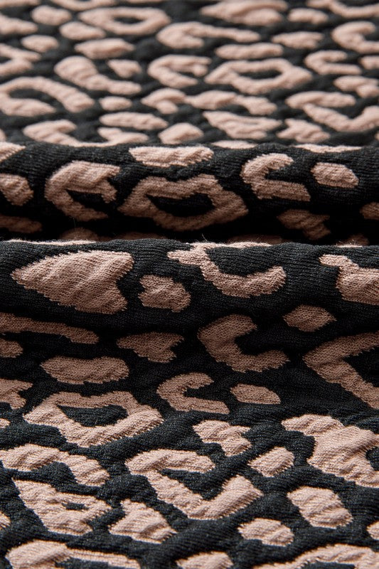 Leopard Bubble Sleeve Shift Mini Dress