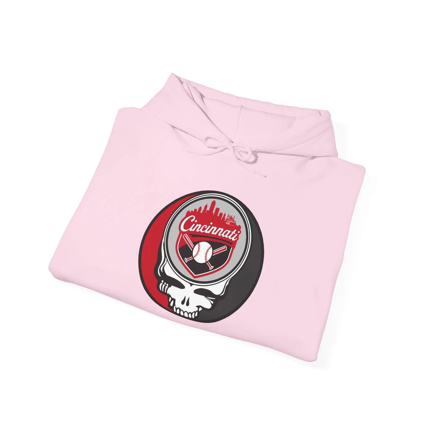 Grateful Dead Unisex Heavy Blend Hoodie Steal Your Face Artwork The Ballpark Collection Cincinnati Baseball Edition