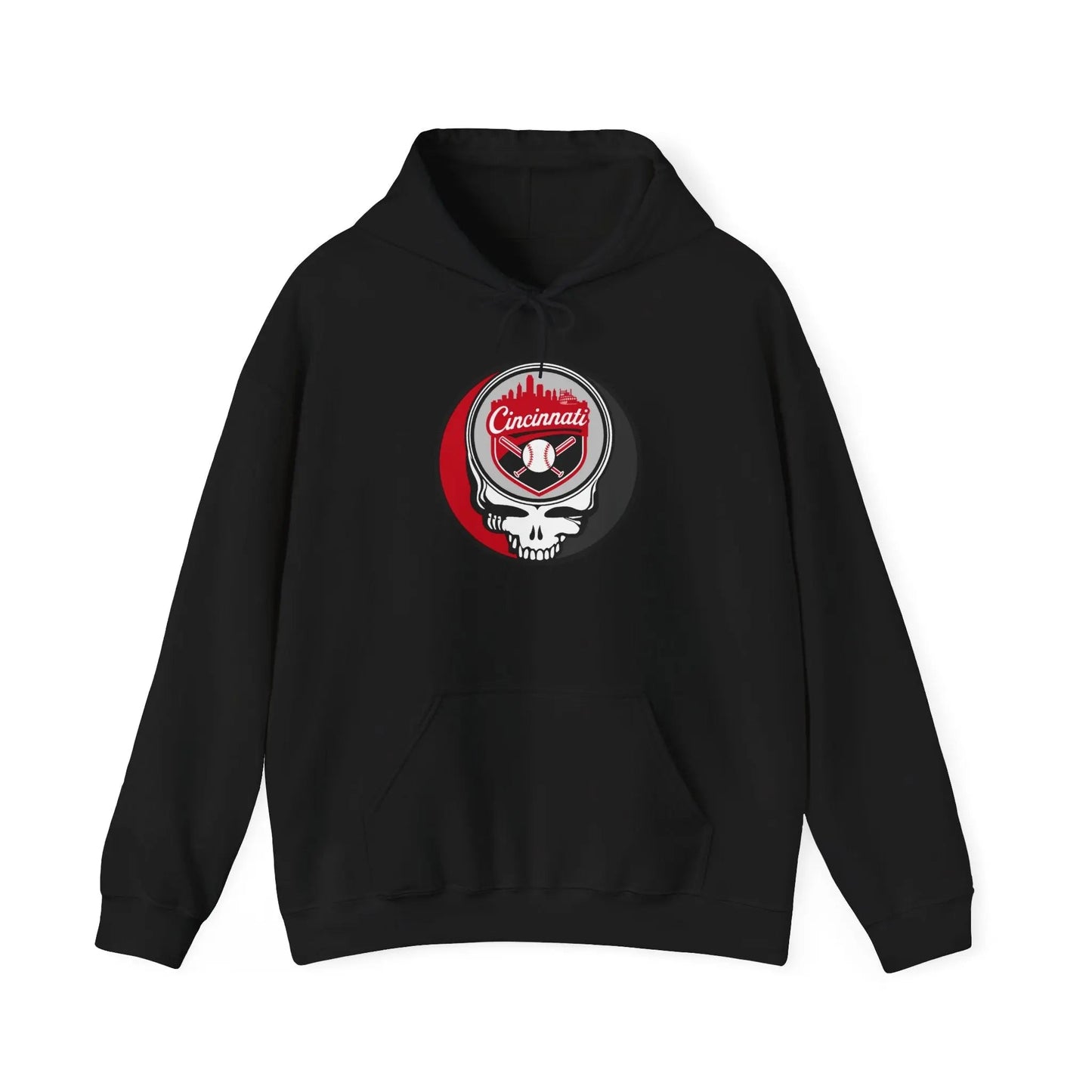 Grateful Dead Unisex Heavy Blend Hoodie Steal Your Face Artwork The Ballpark Collection Cincinnati Baseball Edition