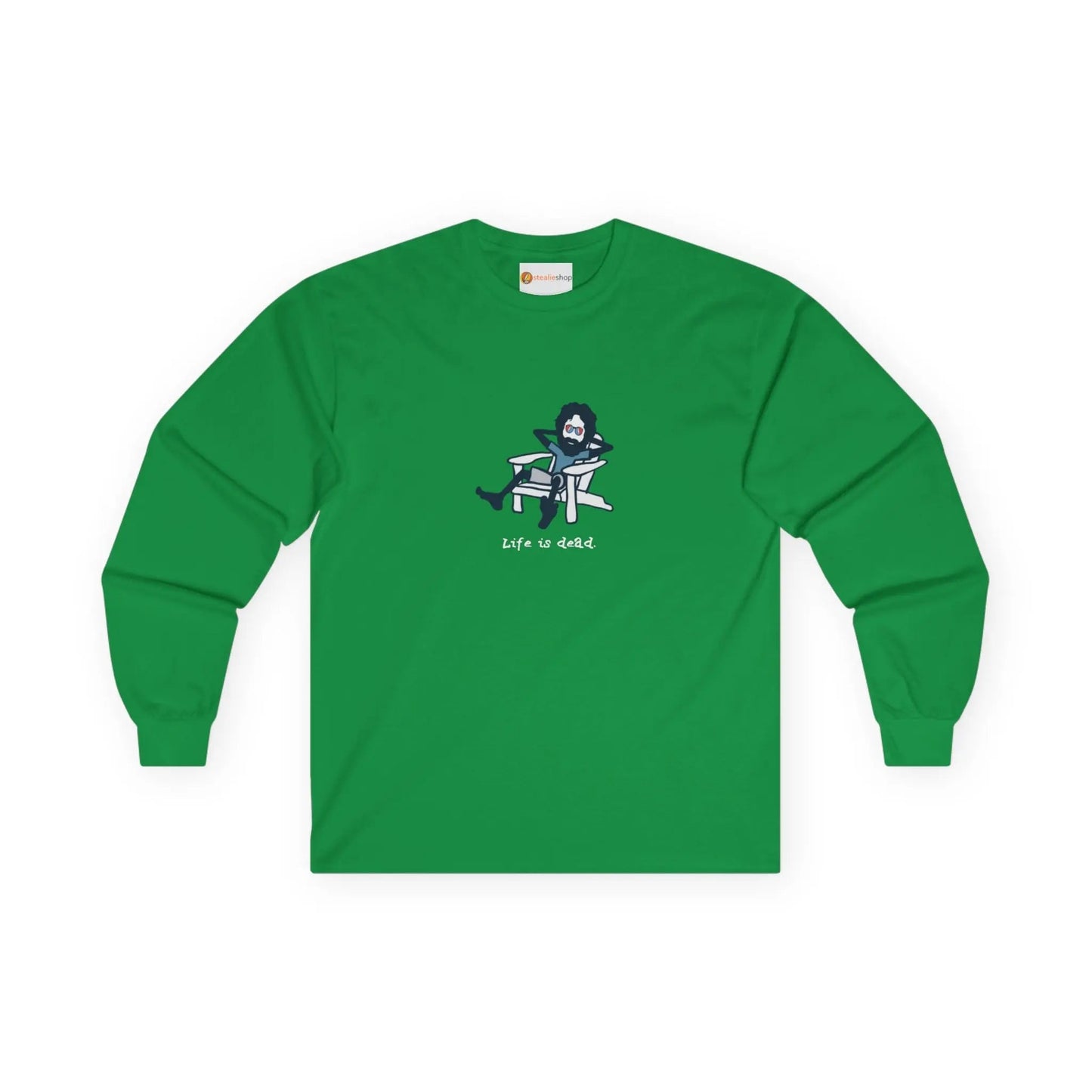 Grateful Dead Ultra-Cotton Long Sleeve Tee Adirondack Jerry Life is dead