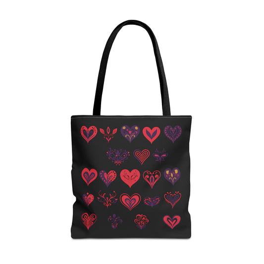 Valentine's black Tote Bag (AOP)