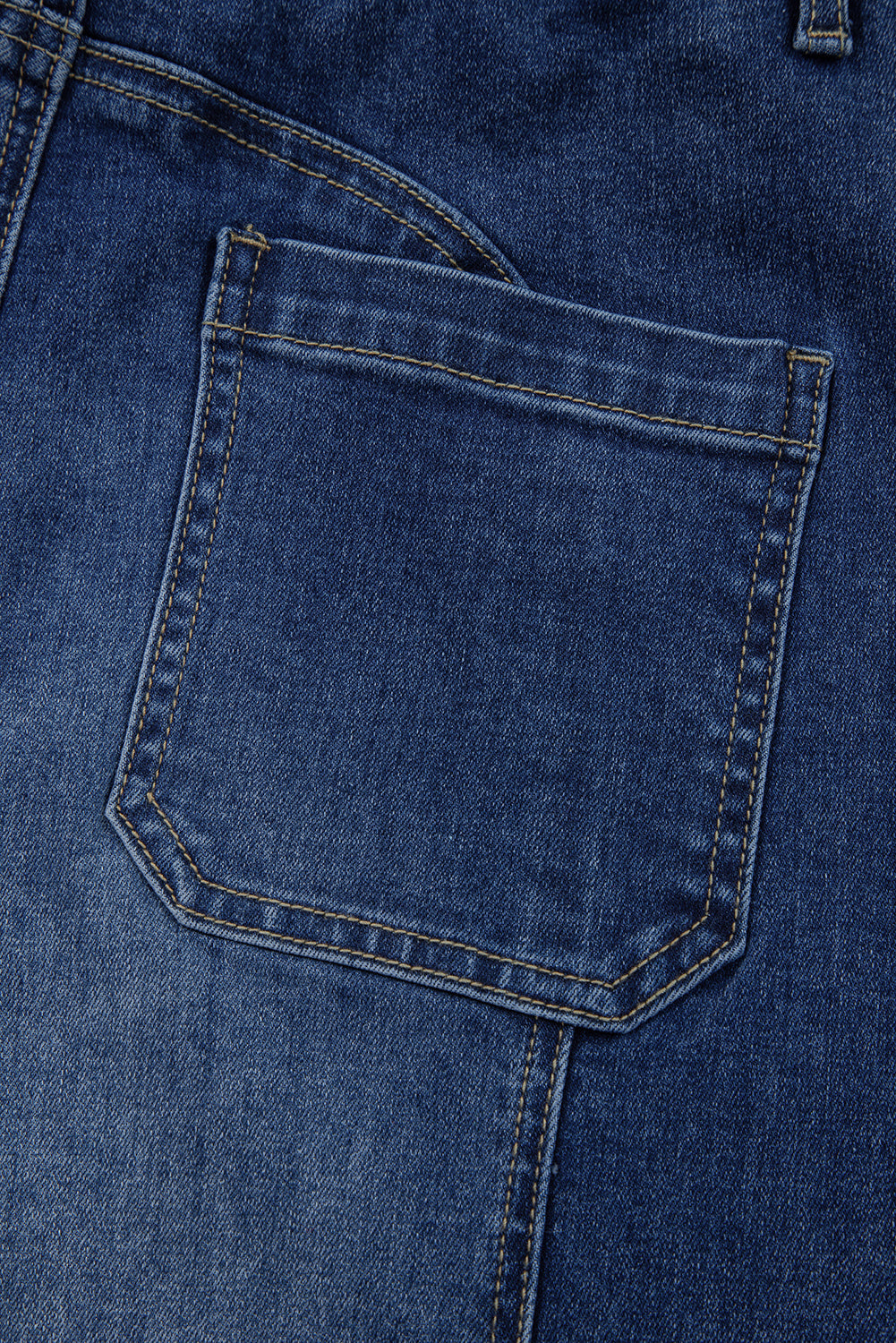 Drawstring Waist Seam Detail Wide Leg Jeans Beau Blue