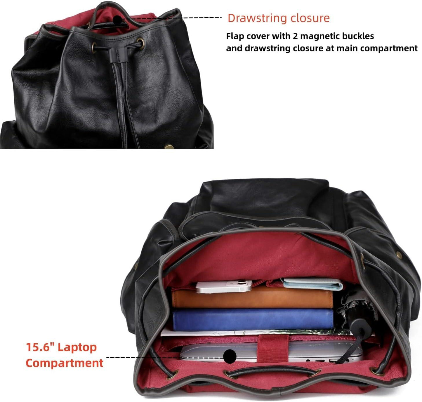 Vegan Leather 15.6″ Laptop Backpack FR Fashion Co.