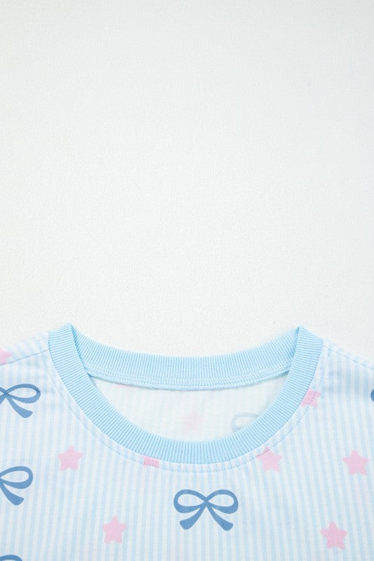 Stripe Bow and Star Lounge Set Soft 2-Piece Lounge Set