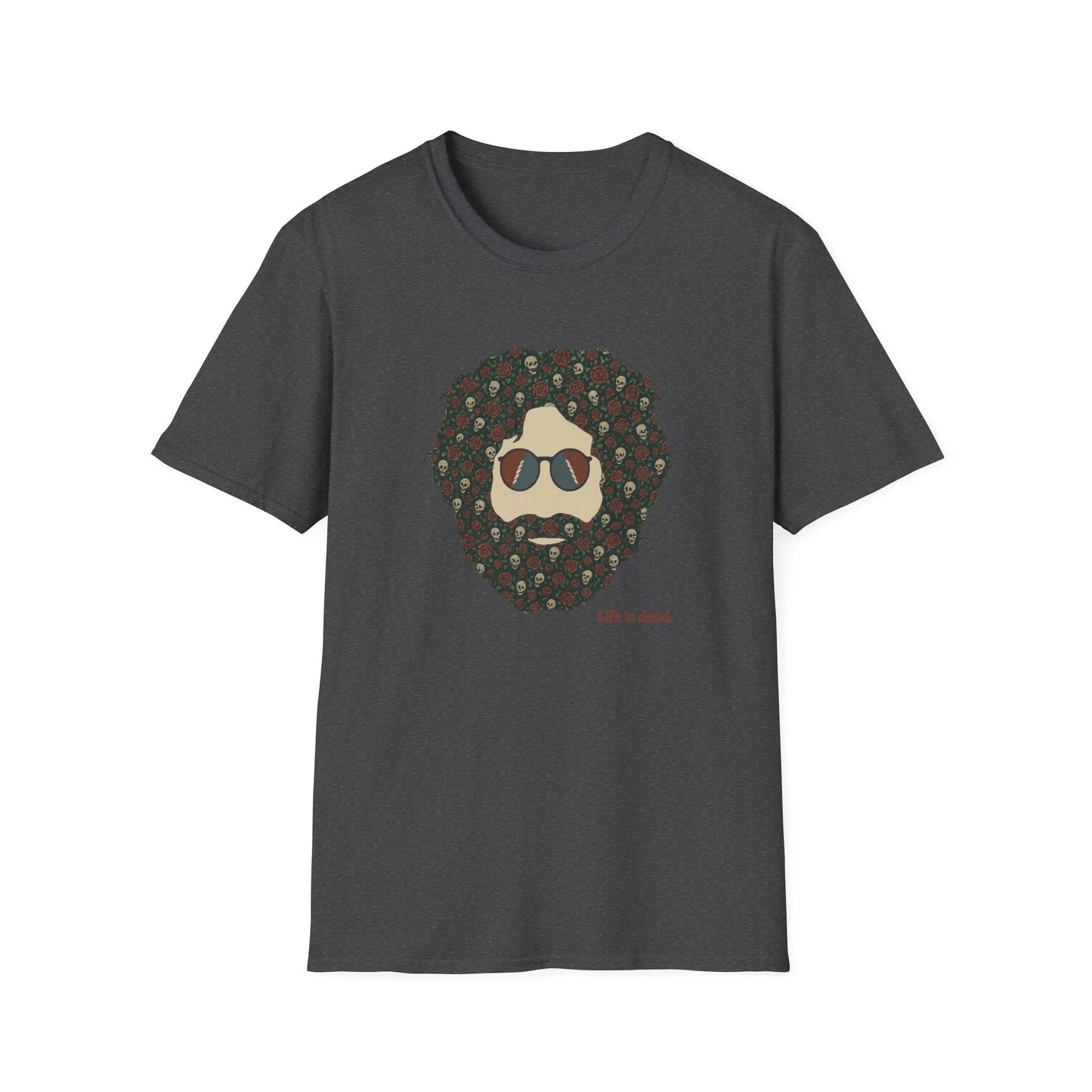 Life Is Dead Skull & Roses Jerry T-Shirt Unisex Soft-Style