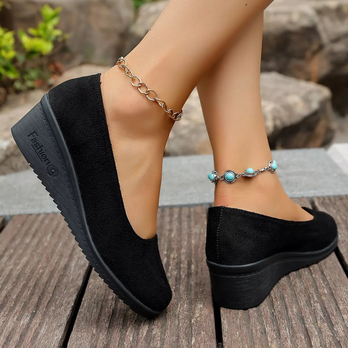 Wedge Heel Slip-On Loafers Wedge Heel Loafers
