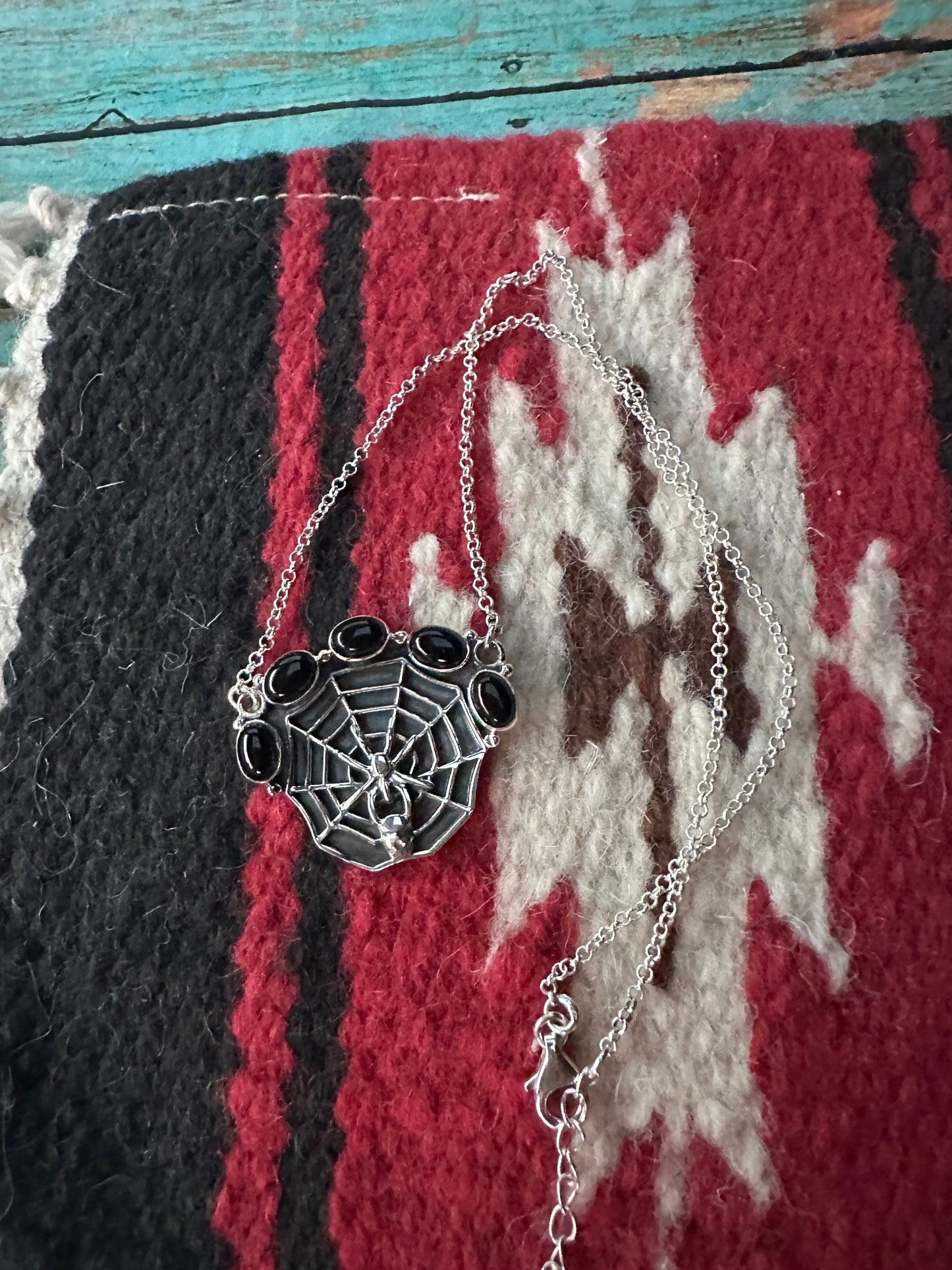 Handmade Sterling Silver Onyx Necklace Chain Halloween Collection Nizhoni Traders LLC