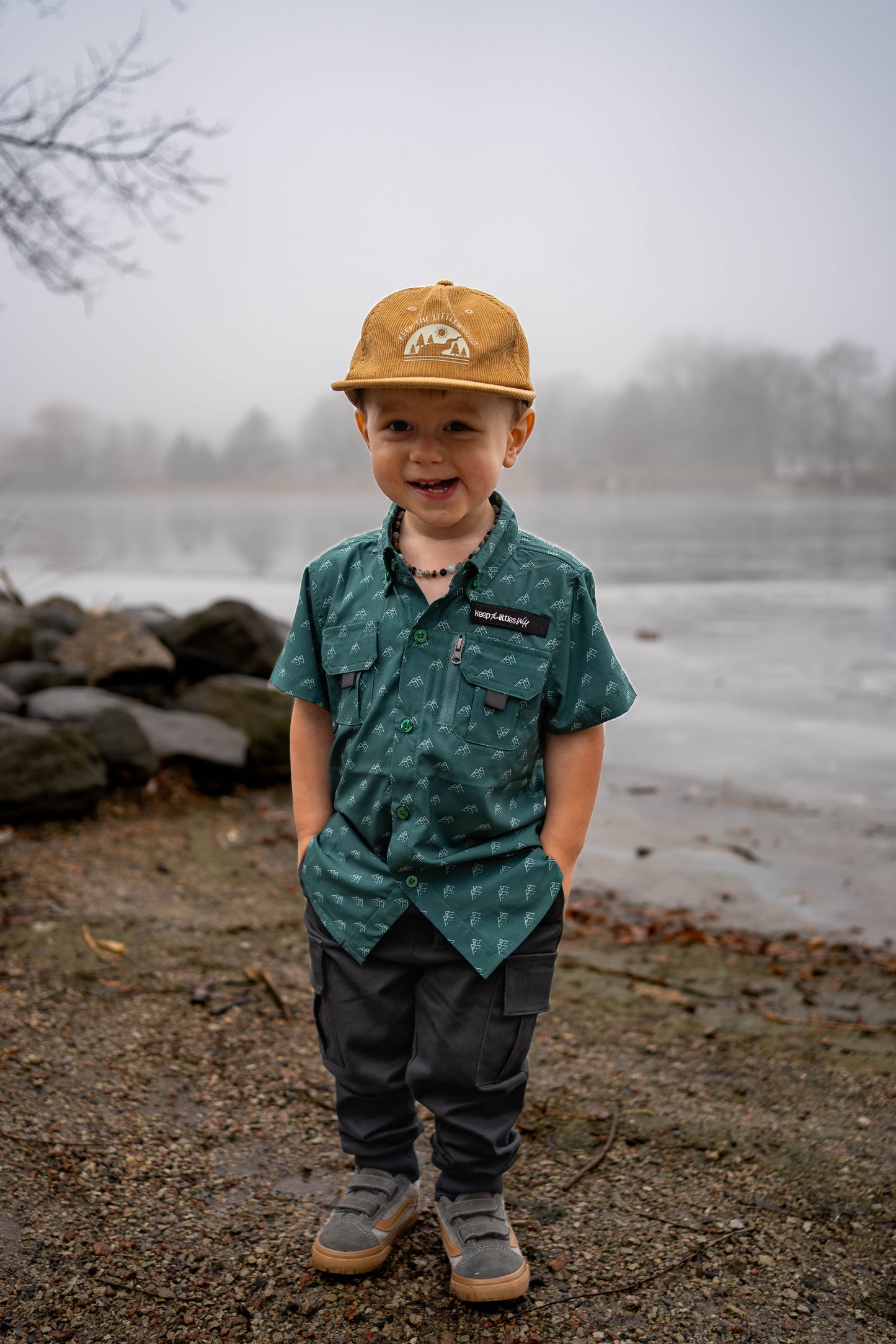 Fishing Shirt Green Mountains Button Up