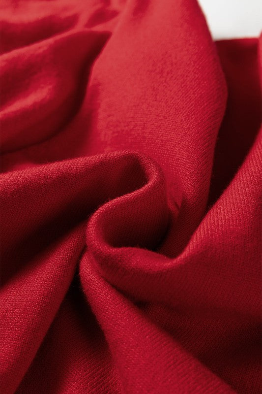 Solid Pearl Embellished Ruffle Sleeve Sweater