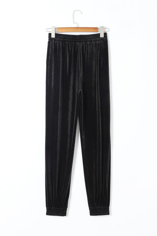 Velvet High-Waist Jogger Pants Solid Velvet Jogger Pants The Diamond Empire LLC