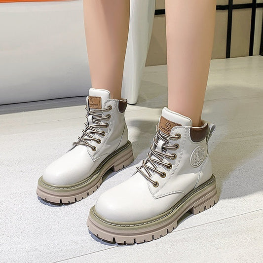 Genuine Leather Thick Bottom Elevator Women’s Martin Boots