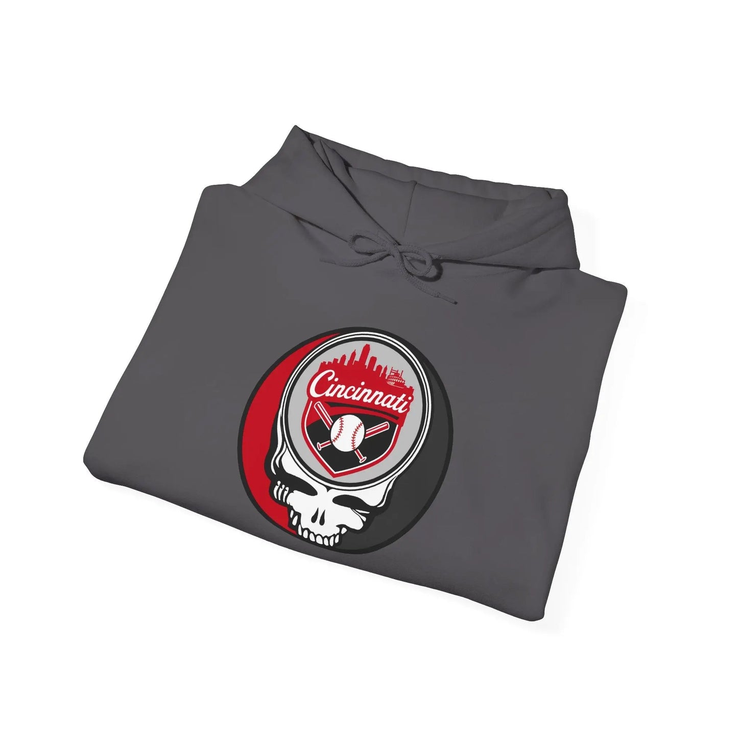 Grateful Dead Unisex Heavy Blend Hoodie Steal Your Face Artwork The Ballpark Collection Cincinnati Baseball Edition