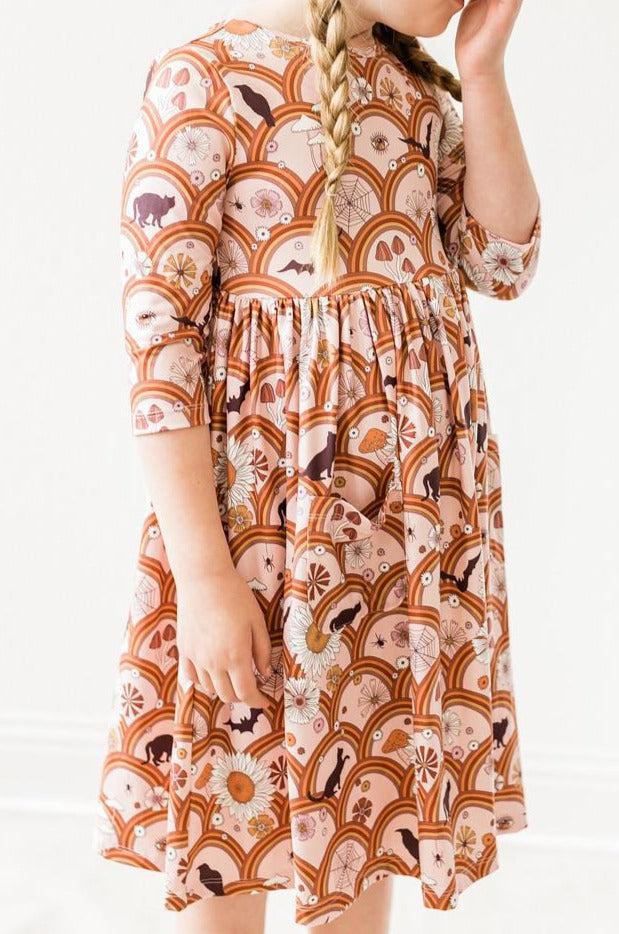 Hocus Pocus Twirl Pocket 3/4 Sleeve Dress