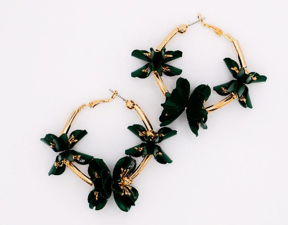Gold Flower Hoop Earrings Floral Luxe Hoops