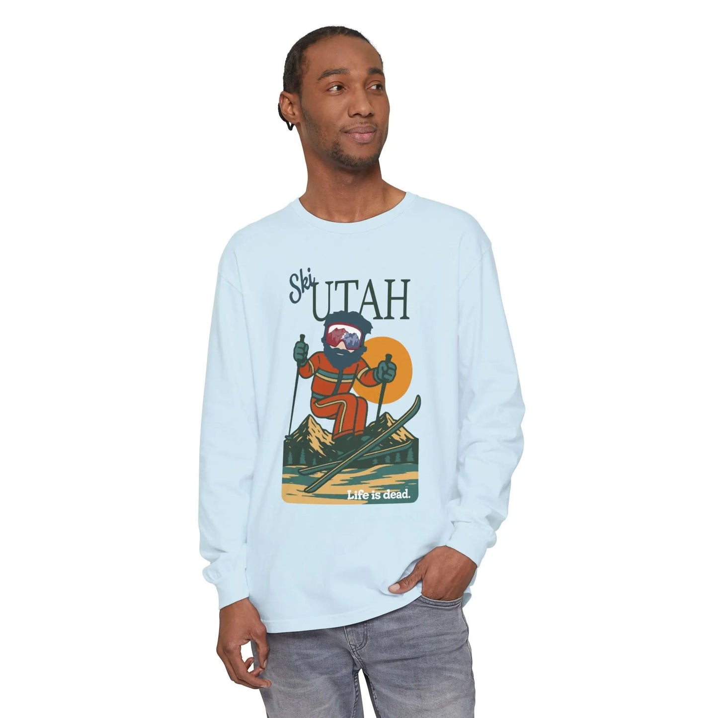 Ski Utah Garment-Dyed Long Sleeve T-Shirt Mountain Collection