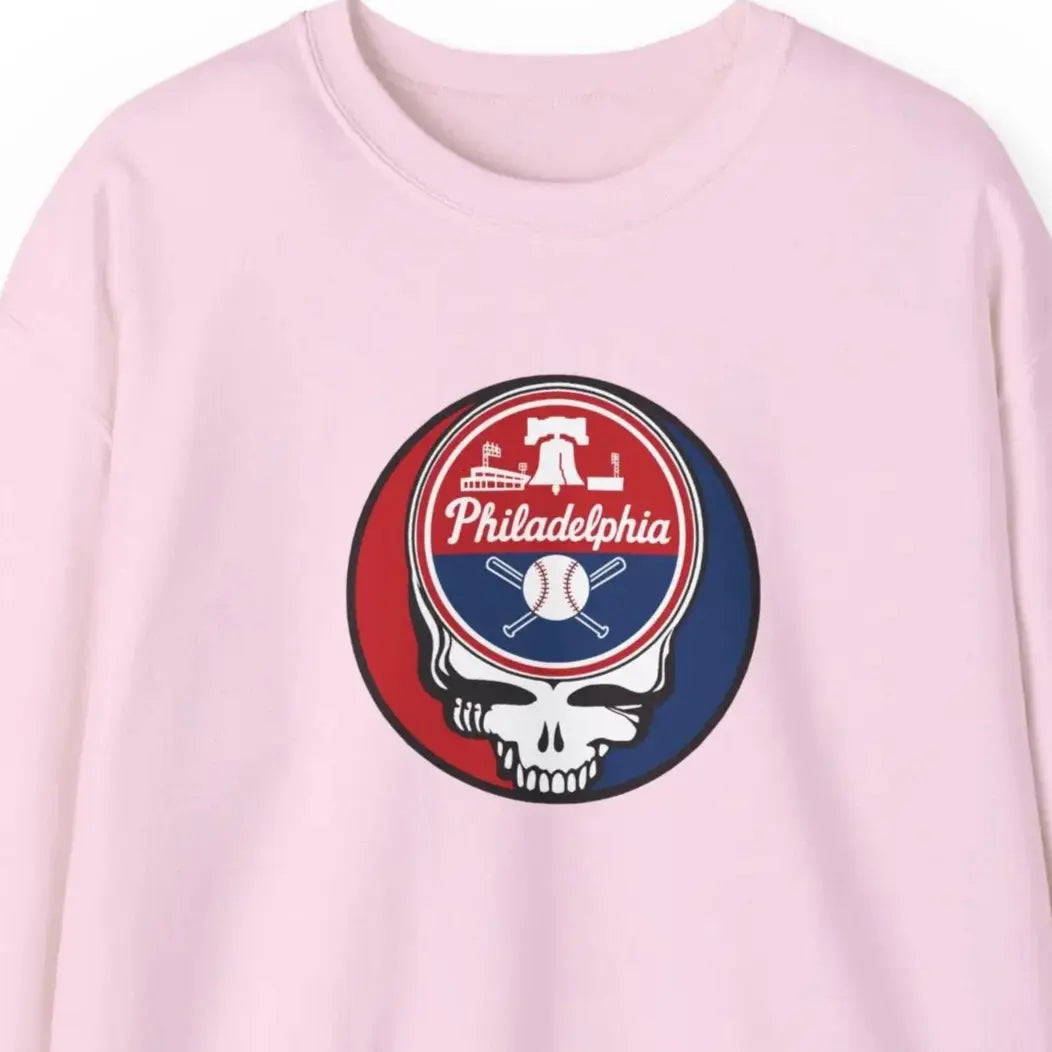 Grateful Dead Stealie Crewneck Sweatshirt Heavy Blend Philadelphia Baseball Edition MLB