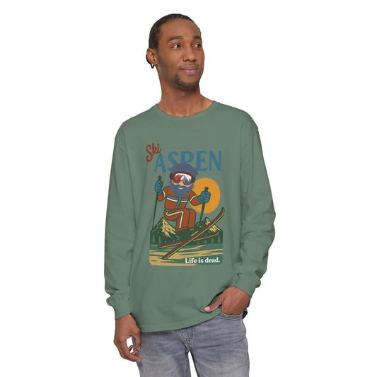 Ski Aspen Garment-Dyed Long Sleeve T-Shirt Mountain Collection