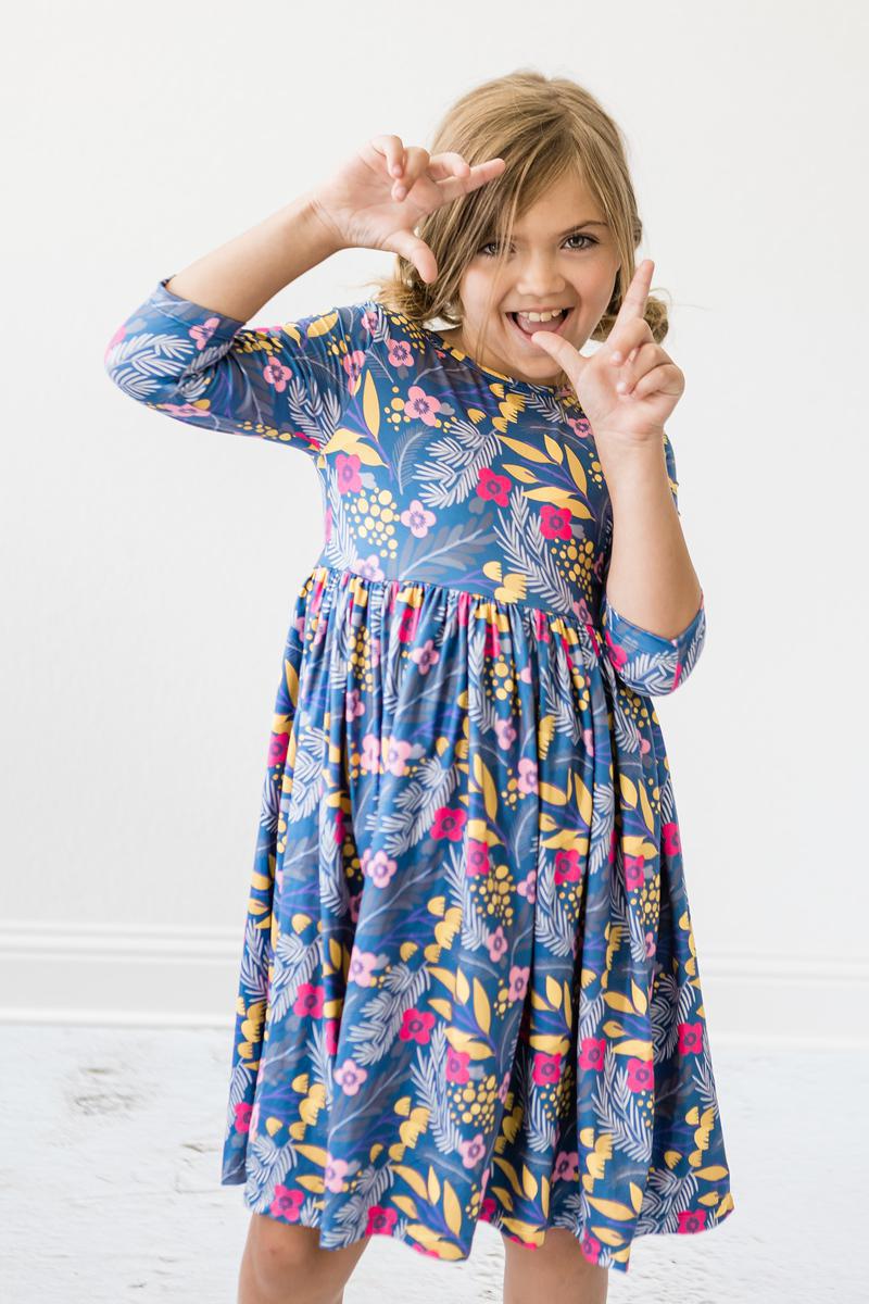 Flora 3/4 Sleeve Pocket Twirl Dress Mila & Rose
