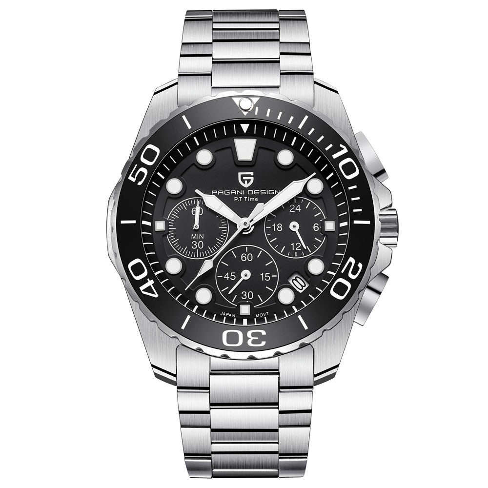 Stainless‑Steel Diver Chronograph Watch – Aquaracer‑Style Luxury Sports Timepiece