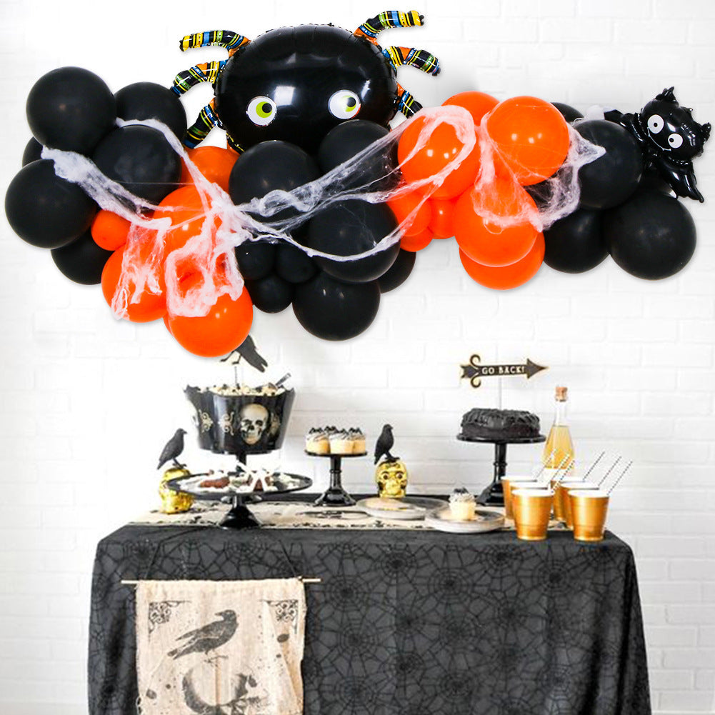 Halloween Pumpkin Theme Black Orange Balloon Chain Party Decoration Supplies