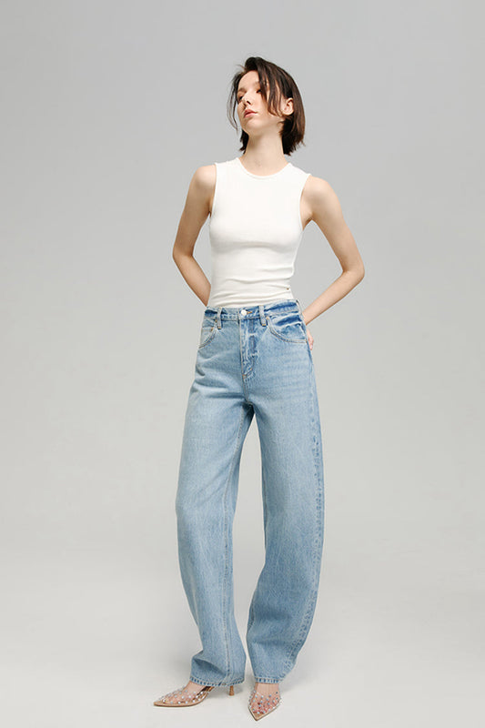 Moon Curve Mid-weight High-rise Wide Leg Jeans HJ031
