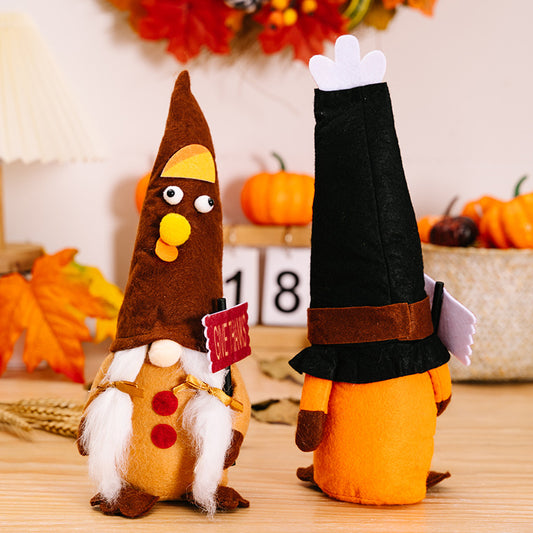 Thanksgiving Turkey Dwarf Male and Female Ornament Home Decorations