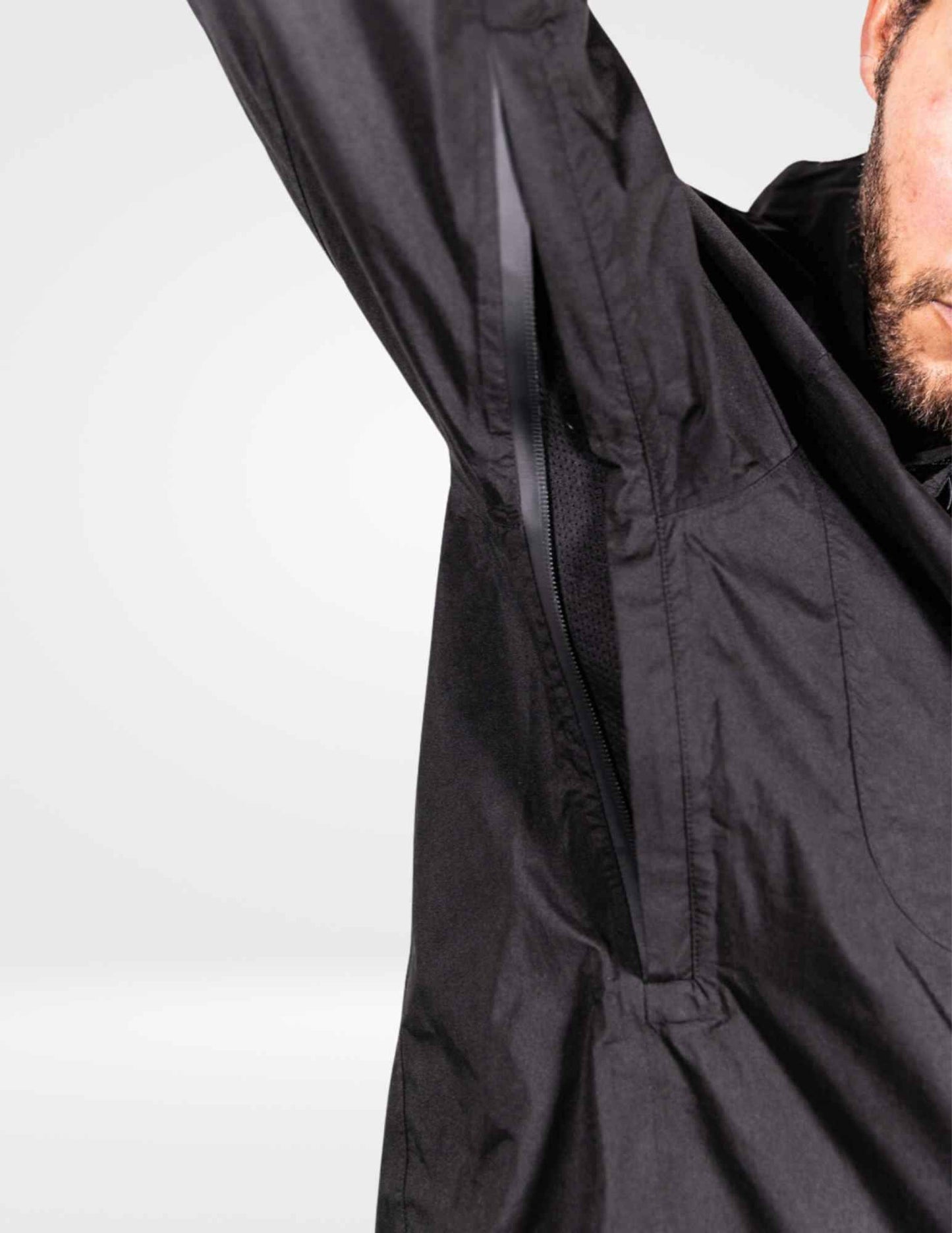 Waterproof Pocket Rain Jacket Lightweight Black Fin