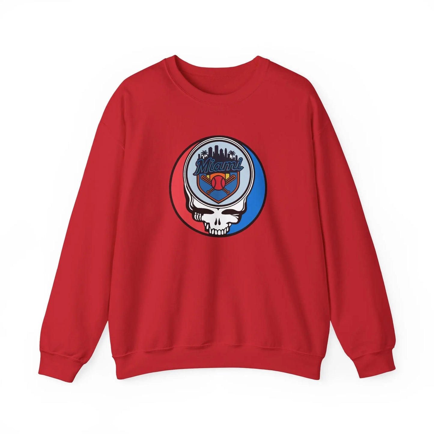 Grateful Dead Stealie Crewneck Sweatshirt Heavy Blend Miami Baseball Edition MLB