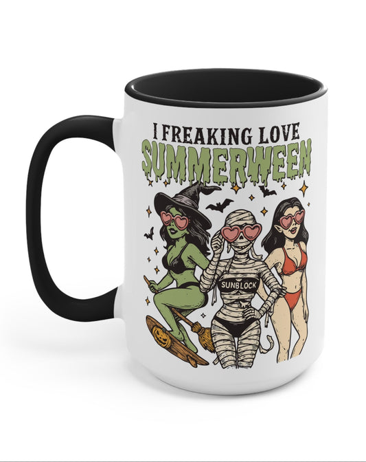 Summerween Halloween Mug Deluxe Size 15oz White Ceramic