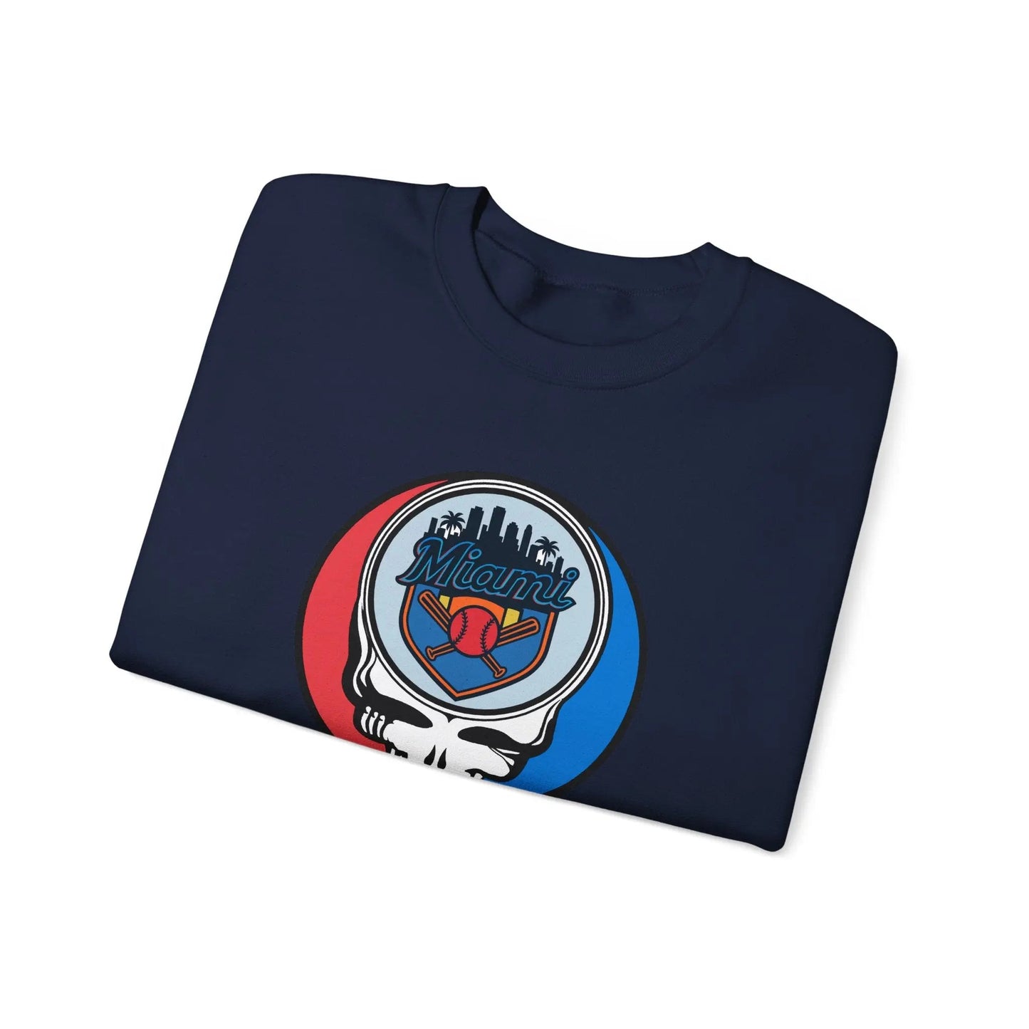 Grateful Dead Stealie Crewneck Sweatshirt Heavy Blend Miami Baseball Edition MLB