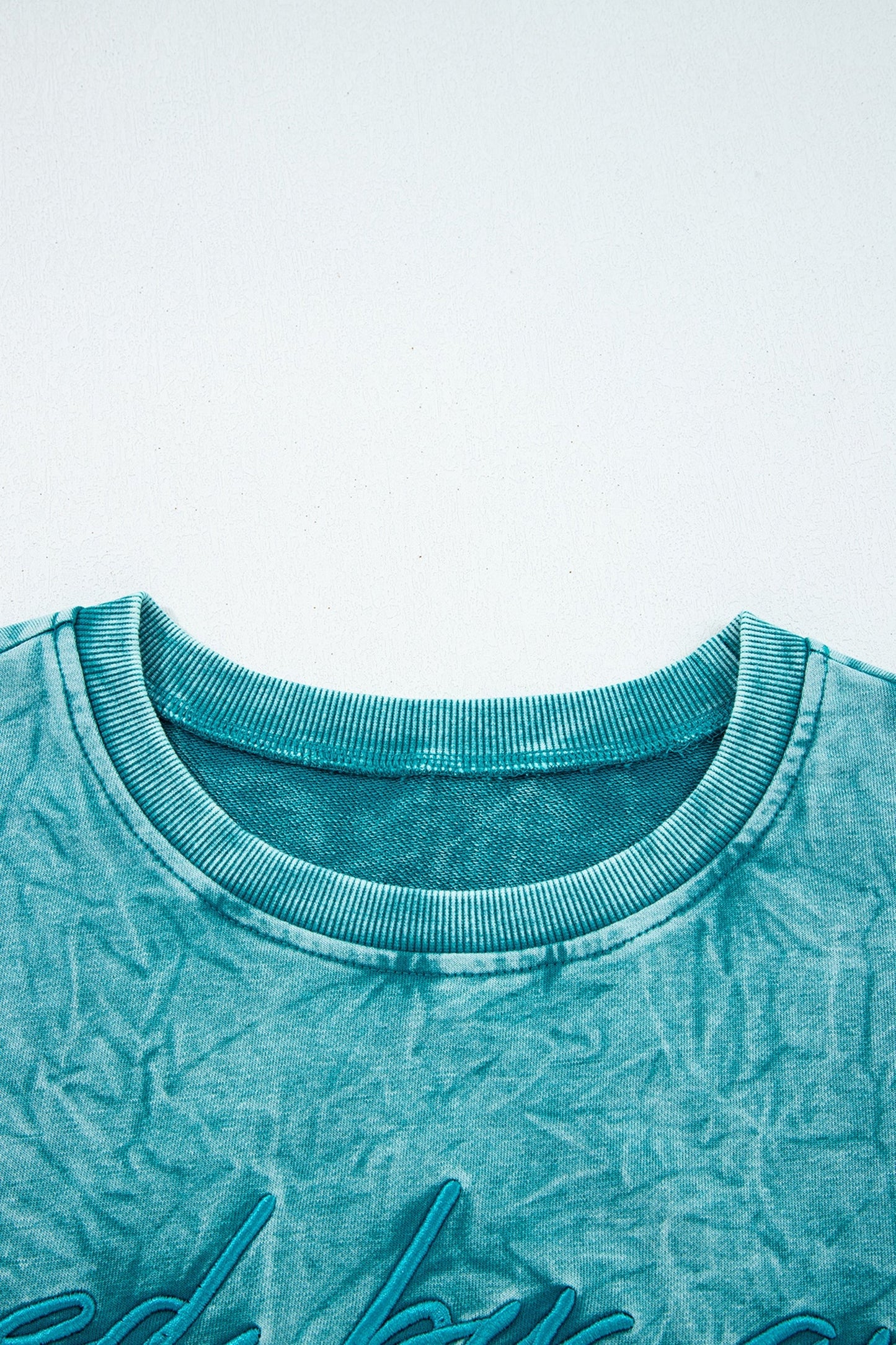 High-rise Mineral Wash Loose Sweatshirt Letter Embroidery