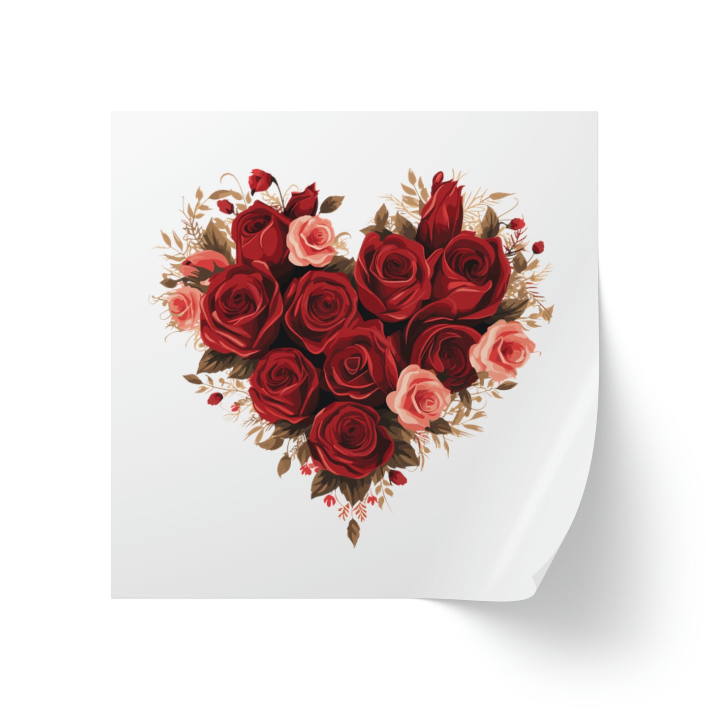 Valentine's day red Roses heart Square Sticker Label Rolls