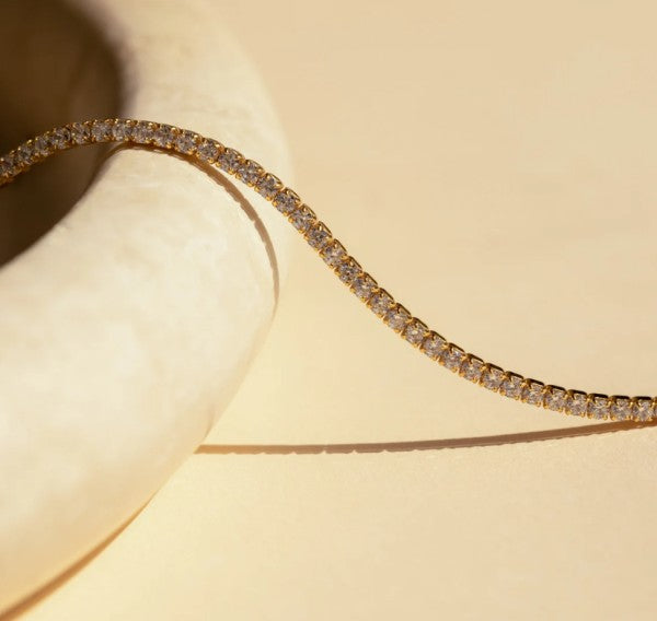 Dainty Tennis Choker Necklace 18K Gold Over Stainless Steel The Diamond Empire LLC