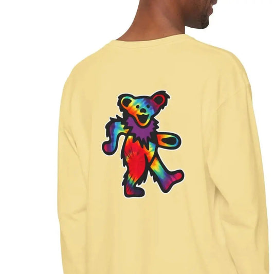Grateful Dead Tie Dye Dancing Bear Garment-dyed Long Sleeve T-Shirt Vineyard Collection