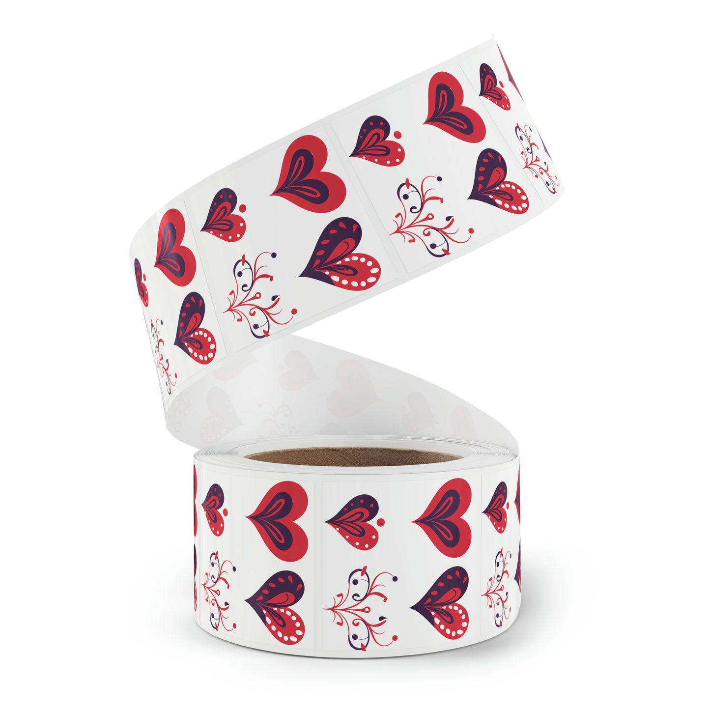 Valentine's day red hearts Square Sticker Label Roll
