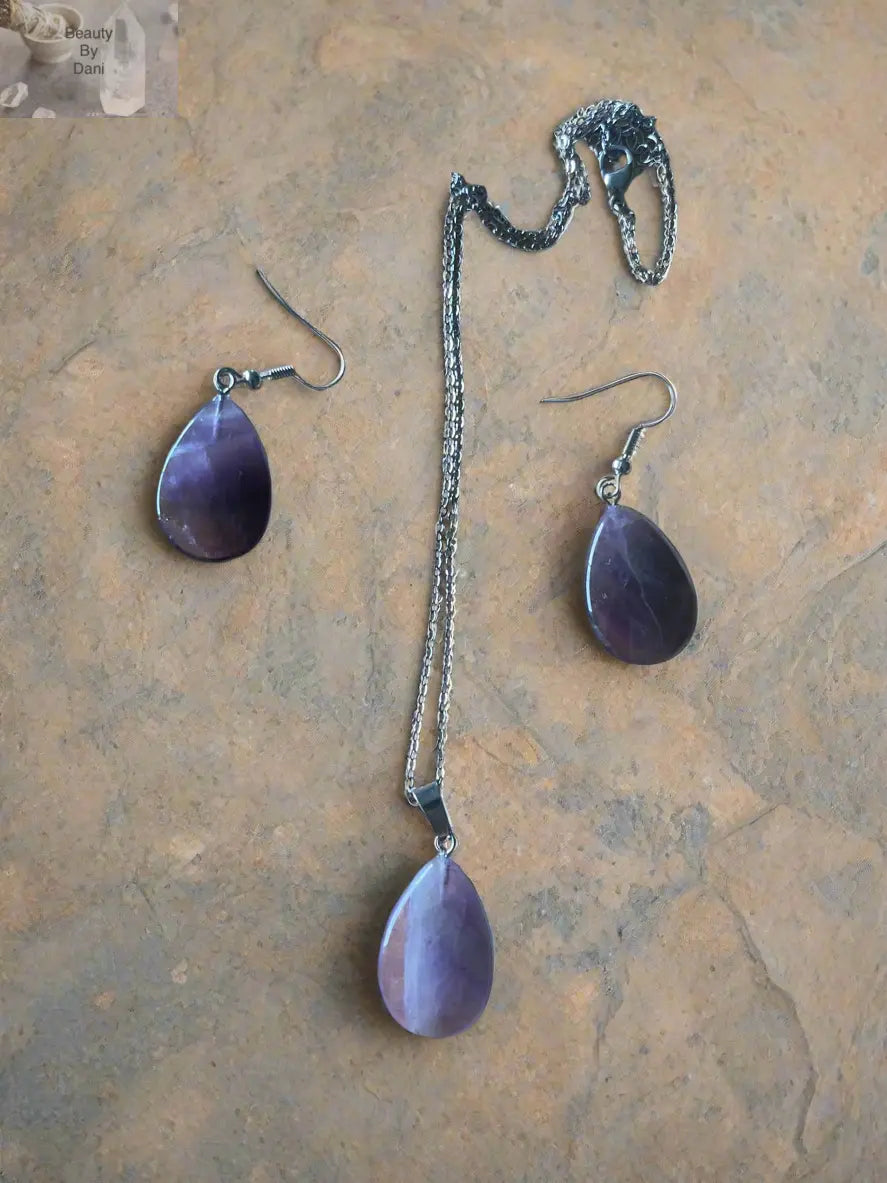 Amethyst Elegant Necklace and Earrings Set Beauty by Dani