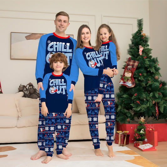 Letter Snowflake Print Christmas Parent-child Suit Cotton