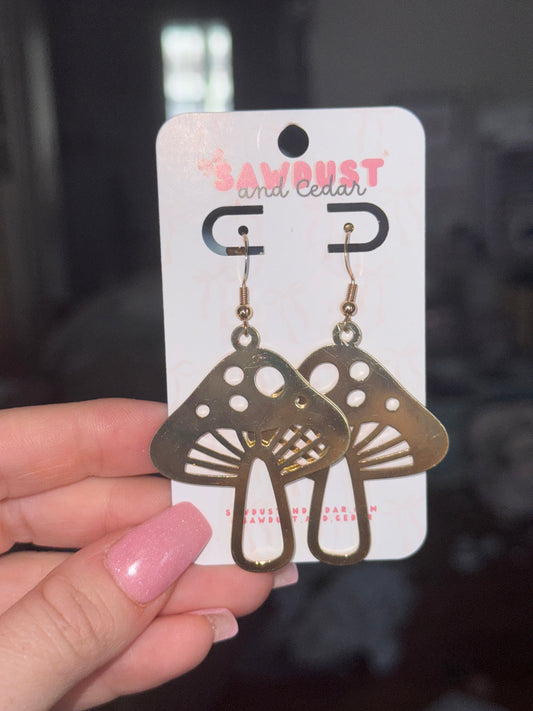 Mystic Mushroom Earrings Handmade Jewelry Sawdust and Cedar