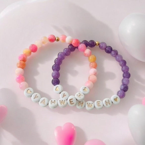 YAHWEH Pink Purple Marble Bracelet | Beautiful Faith-Inspired Jewelry