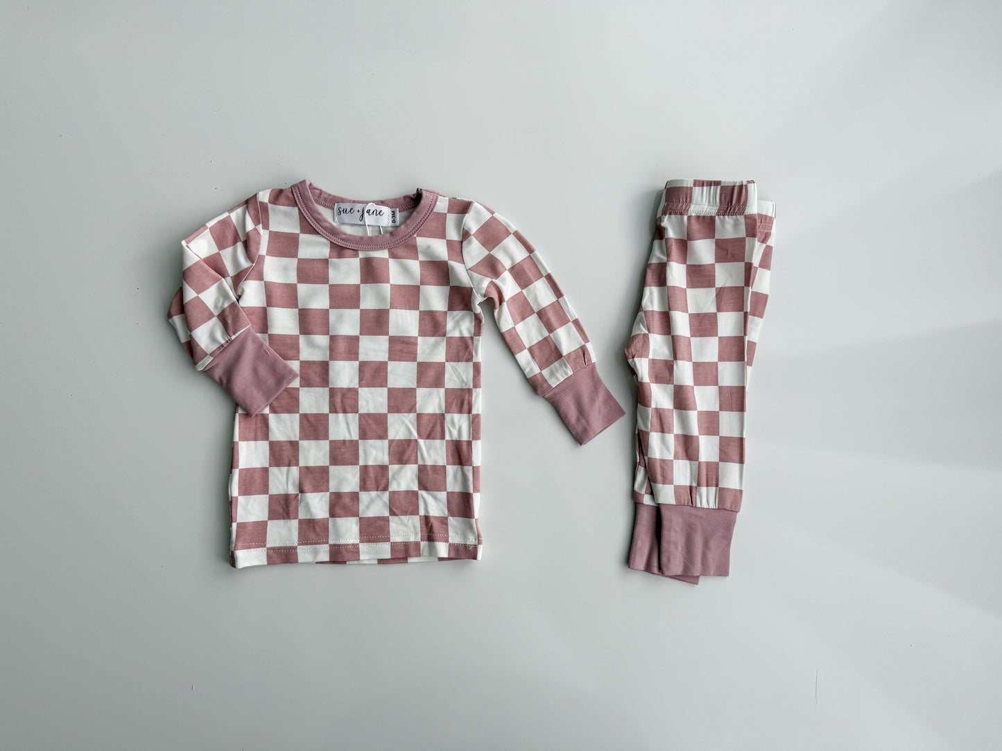 Mauve Checkered Bamboo Set